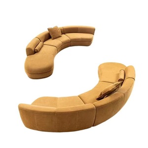 Juego de Sofás Curvos de Tela Naranja, Diseño Nórdico Minimalista para Sala de Estar, Modelo MB6598749 - Product Image 4