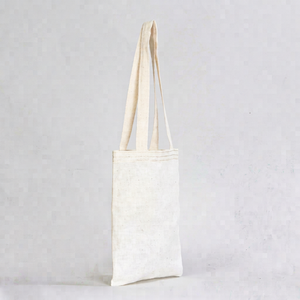 Sac fourre-tout en toile de coton biologique PriGlob Exim 8x10 (20x25cm) recyclable, réutilisable, broderie, cadeau et artisanat, longue poignée - Product Image 1