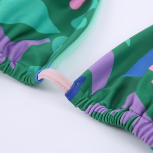 Maillot de bain deux pièces pour femme, imprimé tropical abstrait personnalisé, vert rose, dos nu, triangle, fabricant OEM - Product Image 5