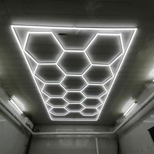 High Lumen Custom LED Workshop Hexagonal Modular Ceiling Light Waterproof DIY Detailing Hexagonal Garage Lighting