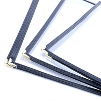 Couvertures alimentaires occidentales de taille A4 pour restaurants Double pages Menu de restaurant Dossier 2 vues Menu en plastique PVC transparent en cuir