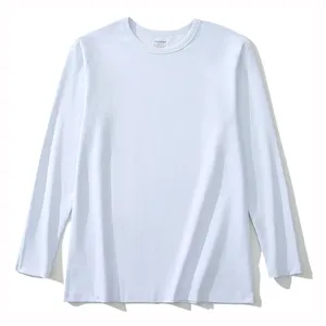 Оптовая продажа, обычная хлопковая футболка унисекс с длинным рукавом, мужская и женская футболка с длинным рукавом