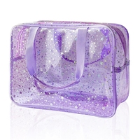 Pochette cosmétique en vinyle épais 0,3 mm inodore avec logo personnalisé, sac de douche en PVC anti-fuite à imprimé étoile pour l'été, les voyages et les fêtes, vente en gros