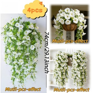 Guirnaldas de Flores Artificiales Blancas Colgantes, de Plástico y Seda, para Decoración de Bodas, Rama Individual - Product Image 2