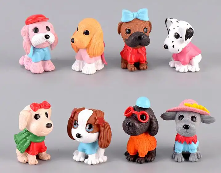 8 designs hot sale animal doll bonsai toys gift mini plastic dog figurines