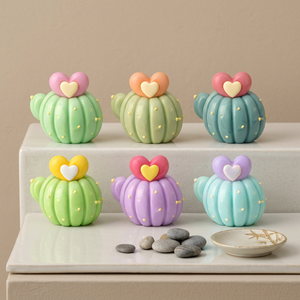 Cactus <b>Shape</b> Lip Gloss With <b>Heart</b> <b>Top</b> Portable Cosmetic Case Pastel Colors Party Favours Plant Lover Succulent Gifts - Product Image 1