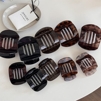 Grandes pinces à cheveux Rétro Simple Imprimé Léopard Ovale Boulette de Viande Grip Logo personnalisé Écaille de Tortue Couleur Pinces à cheveux