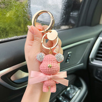 Porte-clés en caoutchouc à strass, ours en peluche, sac personnalisé, pendentif de charme, cadeaux de promotion, porte-clés de luxe pour voiture, nouveau