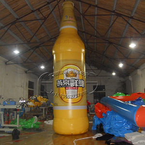 <b>Inflatable</b> Beer Bottle 6-8 Ft Digital Printing Yellow Advertising <b>Inflatables</b> Water Resistant - Product Image 1