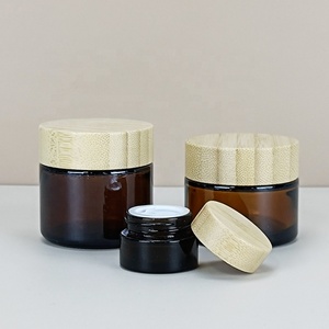 Eco 5g 15g 30g 50g 100g <b>Clear</b> Frosted Glass Cream Jars With Bamboo Lids Empty Refillable Cosmetic <b>Containers</b> Jars Stash Jar - Product Image 5