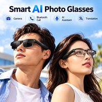 Lunettes Intelligentes IA Demi-Monture avec Caméra 8MP, Photos 32MP, Vidéo 1200P, Bluetooth 5.4, WiFi, Traduction, Reconnaissance d'Objets, Audio à Oreille Ouverte, IP65