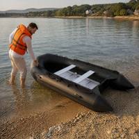 Bateau pneumatique rouge de 3,3 m, robuste, pliable, en PVC, avec plancher en alliage d'aluminium