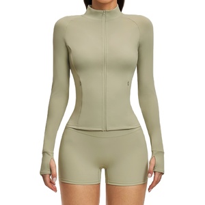 Tuta da Yoga a Maniche Lunghe <span class=keywords><strong>con</strong></span> Zip, Top Sportivo Aderente e Nude, Completo Fitness <span class=keywords><strong>con</strong></span> <span class=keywords><strong>Cappuccio</strong></span> - Product Image 1