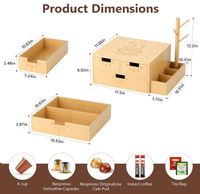 Tiroir à dosettes de café en bois moderne et durable avec support pour tasses en forme d'arbre et boîte de rangement latérale pour la maison