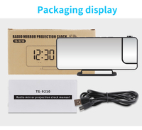 Reloj Despertador Digital LED Multifunción con Radio FM, Pantalla de Temperatura y Humedad, Proyector de Escritorio, Reloj Electrónico Negro de ABS