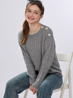 Pull à manches longues décontracté pour femmes, col rond, 100% polyester, polyvalent et facile à porter