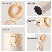 Thermos miniature Everich 300 ml, petite bouteille isotherme en acier inoxydable 18/8 avec couvercle à fermeture à clapet, format poche pour femmes