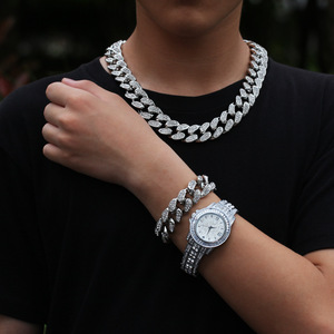 Iced Out Full Diamond <span class=keywords><strong>Watch</strong></span> Relojes para hombres Alta calidad Lujo Bling Hip Hop Vintage Cuban <span class=keywords><strong>Watch</strong></span> y pulsera Collar <span class=keywords><strong>Set</strong></span> - Product Image 6