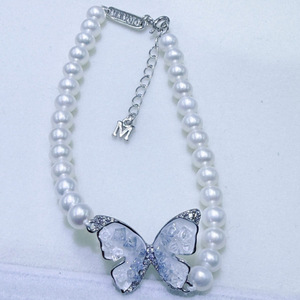 Handmade Natural Freshwater Pearl Bracelet 5-6mm Near Round Almost Flawless <b>Butterfly</b> Design Fine <b>Charm</b> Ornament - Product Image 4