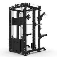 Machine Smith à contrepoids tout-en-un avec cadre métallique |   Appareil combiné Lat Pulldown et Rameur Basse 1:1 2:1 avec pile de poids de 90 kg
