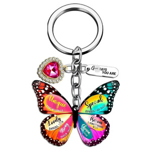 Regalos Inspiradores de Fe, Amuletos Cristianos Religiosos con Versículos Bíblicos, Llaveros de Acrílico con Forma de Mariposa - Product Image 4