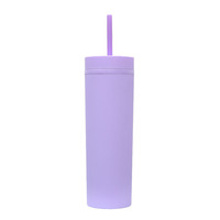 Gobelets fins multicolores de 16 oz avec logo personnalisé, avec couvercles et pailles, double paroi, grands, mats, réutilisables, en vrac, pour cadeaux de fête, café