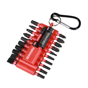 GEINXURN Jeu de douilles à percussion portables 22 pièces PH1 2 3 T20 T25 SQ2 SL # 8 tournevis hexagonaux, outils à main, étui rigide, OEM, 1 an - Product Image 4