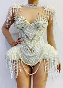 NOVANCE Y1728 seksi beyaz egzersiz Bodysuit akşam gösterisi şarkıcı dansçı gece kulübü konser sahnesi aşınma takım göbek dans kostümü - Product Image 6