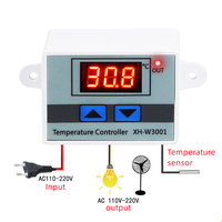 Controlador de temperatura digital XH-W3001, controlador de temperatura por microcomputadora, interruptor de control de temperatura 12V 24V 110V-220V/1500W
