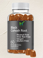 Permen Akar Black Cohosh OEM Formula Vegan Khusus Rasa Persik Suplemen Herbal Wanita Tersedia Label Pribadi