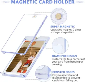 Tarjetero magnético transparente de 35 puntos personalizado de fábrica, paquete de 24 protectores de tarjetas de béisbol, estuches para tarjetas de exhibición