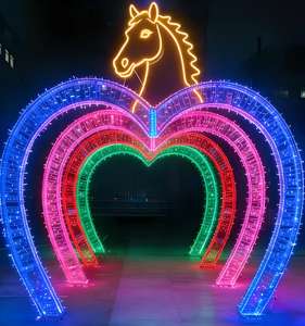 Grand motif d'éclairage en forme d'arche 3D, lumières de Noël en forme de cœur, indice de protection IP65, télécommande, éclairage extérieur pour le Nouvel An et Noël - Product Image 1