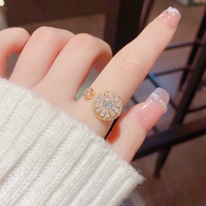 High Quality Zircon <strong>Spin</strong> <strong>Ring</strong> Women Personalized Fashionable Real Gold Plated Open <strong>Ring</strong> - Product Image 1