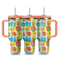 Gobelet isotherme sous vide 40 oz le plus vendu, personnalisable avec nom, motif dessin animé, revêtement poudré coloré, gravure laser, sans BPA, pour tasses
