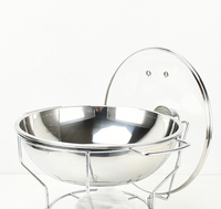Matériel de restauration : Réchaud de buffet professionnel doré de 8 litres, rond, avec couvercle en verre, pour traiteur et événements festifs