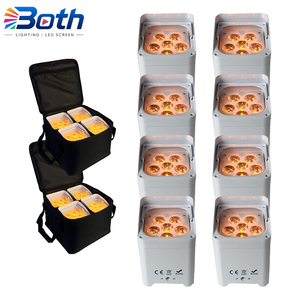 8pcs with 2 bags 6x18W RGBWA+UV Smart Battery Uplight <b>Wireless</b> LED Stage <b>Light</b> for Wedding Event Decoration - Product Image 1