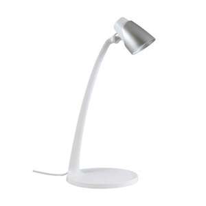 Lampada da tavolo a LED da 5W, colore bianco e argento, ideale per l'illuminazione di lavori, studio e lettura. - Product Image 1