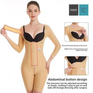 Moldeador postoperatorio de liposucción de cuerpo completo de una pieza entrepierna abierta manga corta fuerte compresión cintura <span class=keywords><strong>Abdomen</strong></span> anillo moldeador de cuerpo - Product Image 2