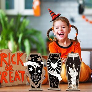 3-Piece Gothic Home Decor <strong>Witch</strong> Hand Wooden Coffin <strong>Sign</strong>, Spooky Hands Stars Hearts Table Desk Decor - Product Image 6