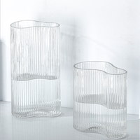 Grand vase en verre moderne en forme d'empreinte de pied - Grand vase transparent sur pied pour fleurs séchées et plantes hydroponiques Décoration intérieure
