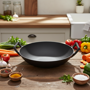 <span class=keywords><strong>Wok</strong></span> Grande de Hierro Fundido Precurado Antiadherente de 36 cm con Asas de Bucle, Utensilios de Cocina Chinos en Existencia - Product Image 2