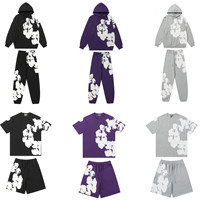 Ensemble sweat à capuche et pantalon ample en coton DT Kapok de haute qualité, style américain, avec poche imprimée, 350-400g