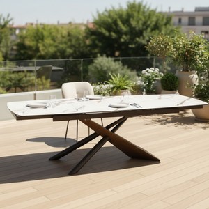 Luxury Modern Classic Extra-Large <strong>Extendable</strong> Foldable Ceramic Dinner <strong>Table</strong> Set Metal <strong>Legs</strong> for Home Hotel Apartment School Dining - Product Image 5