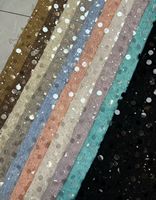 Tissu en dentelle perlée 3D de luxe avec fleurs, tissu en maille à sequins pour robe de mariée et de soirée pour femme