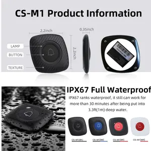 Byhubyeng không thấm nước không dây dài khoảng cách Transmitter phân trang gọi điện thoại hệ thống máy rung nhà hàng bảng Coaster xem máy nhắn tin - Product Image 2