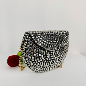 Handmade Modern Polished Silver Dot Evening Party <b>Purse</b> <b>Clutch</b> Stylish Antique Metal Frame Shoulder Bag Handmade Metal Crafts - Product Image 1