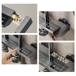 Système <span class=keywords><strong>de</strong></span> douche moderne à affichage LED intelligent, pluie, 4 modes, ensemble <span class=keywords><strong>de</strong></span> robinets mélangeurs, montage mural, complet, <span class=keywords><strong>baignoire</strong></span>, robinet <span class=keywords><strong>de</strong></span> douche gris - Product Image 3