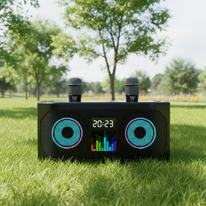 Haut-parleur Bluetooth tout-en-un WJ-A920 personnalisé en usine avec double micro, chargement sans fil, alarme, support de téléphone et karaoké sans fil pour usage domestique et extérieur - Product Image 2