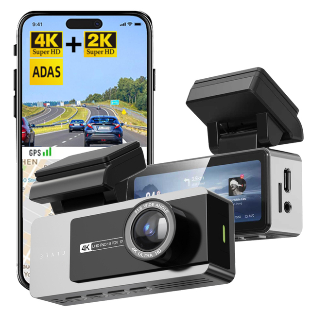 Factory Wholesale Dash Cam 4K WIFI GPS Dual Lens 170 Video Recorder 3.2" IPS Screen Phone APP View Front 4K Rear 2K 2 Channel