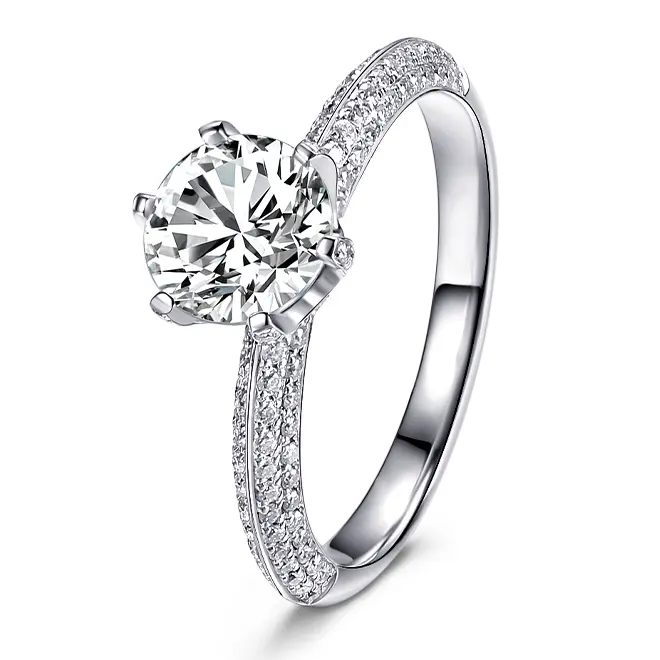 18K vàng trắng kim cương nhẫn đồ trang sức mỹ phòng thí nghiệm kim cương Nhẫn tùy chỉnh Solitaire kim cương Nhẫn